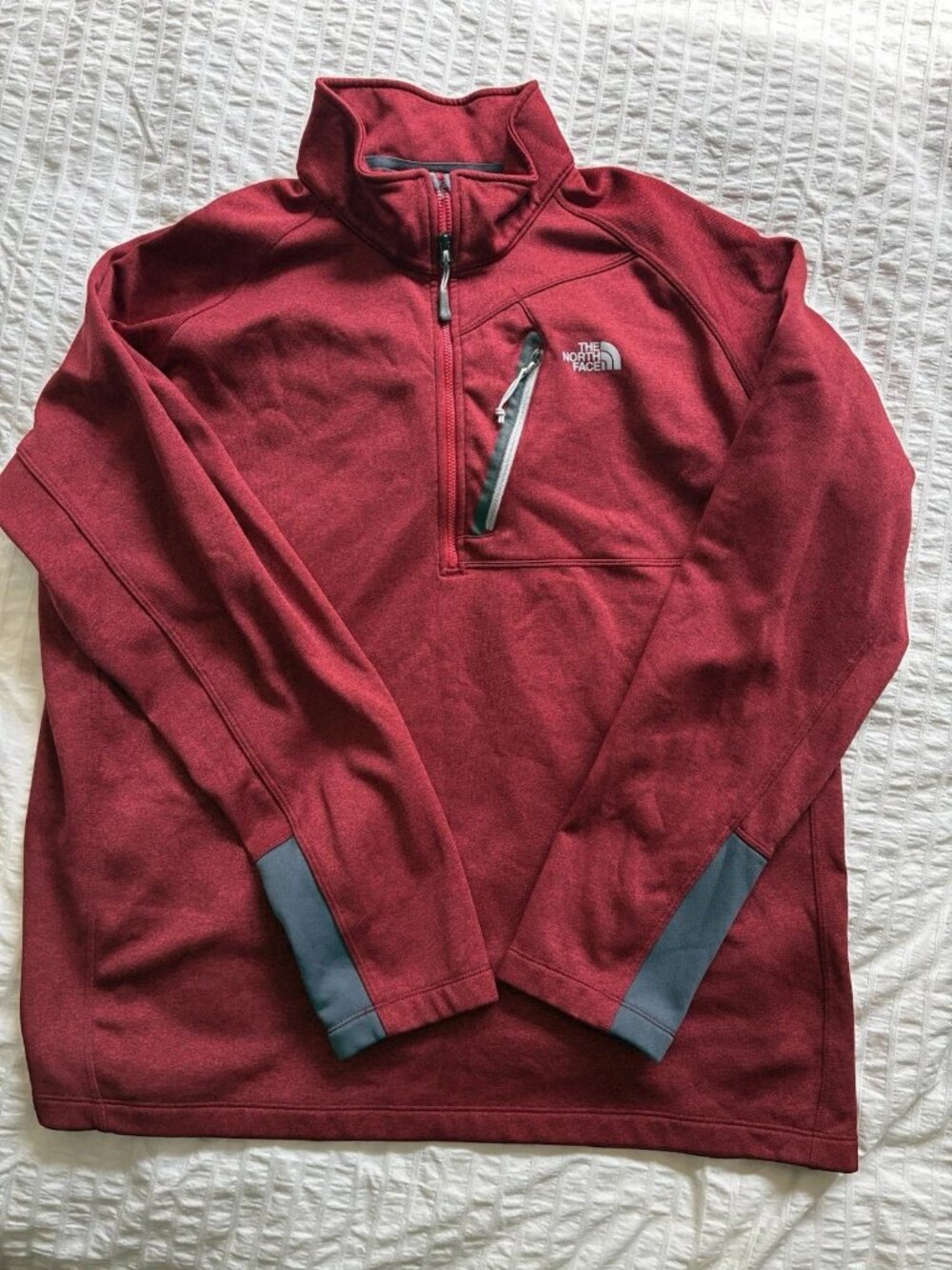 The North Face Men's XXL 1/4 Zip Fleece Pullover Red Heather Chest 2XL